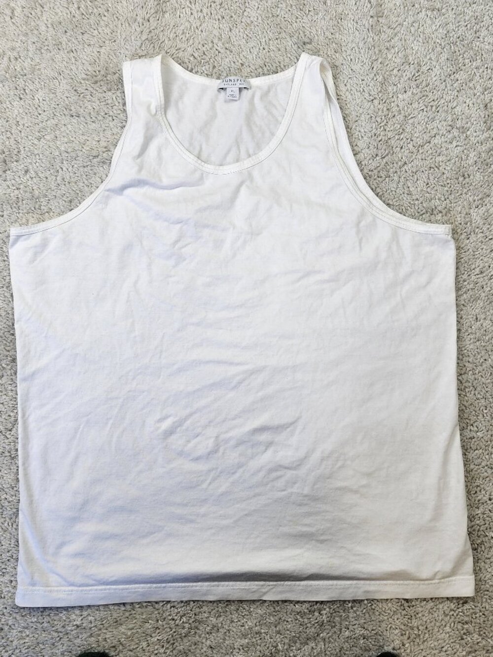Sunspel Men's White Tank Top Undershirt Size XL 100% Cotton Casual Fit USA Clean